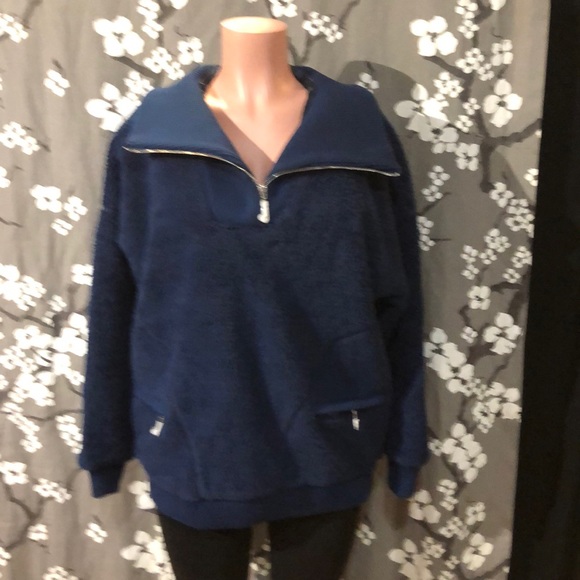 NWT JUICY COUTURE Navy Sherpa Pullover Jacket Coat - Picture 3 of 8